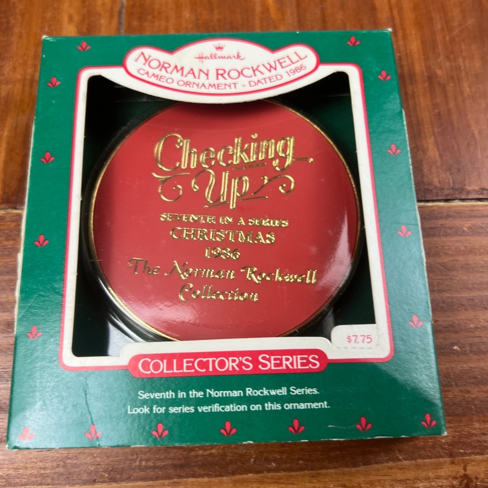 1986 Hallmark Norman Rockwell Cameo Ornament Checking Up 7th Series QX321-3